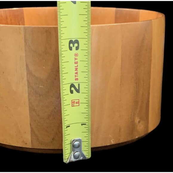 Vtg Dee Nielsen Signed Staved TEAK Wood Bowl OOAK Danish Modern Thin Wall 3x6 - Picture 14 of 15
